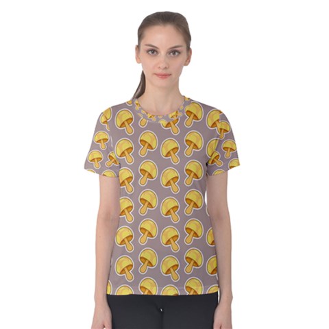 Yellow-mushroom-pattern Women s Cotton T-shirt by Ket1n9