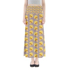 Yellow-mushroom-pattern Full Length Maxi Skirt by Ket1n9