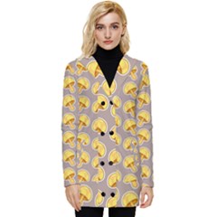 Yellow-mushroom-pattern Button Up Hooded Coat  by Ket1n9