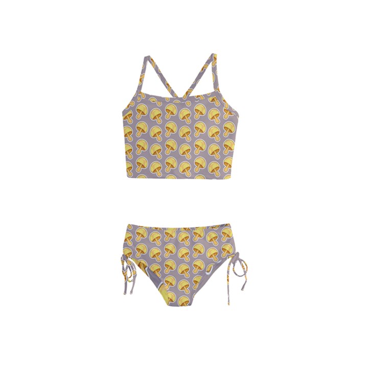 Yellow-mushroom-pattern Girls  Tankini Swimsuit