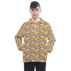 Yellow-mushroom-pattern Men s Half Zip Pullover