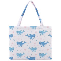 Seamless-pattern-with-cute-sharks-hearts Mini Tote Bag by Ket1n9