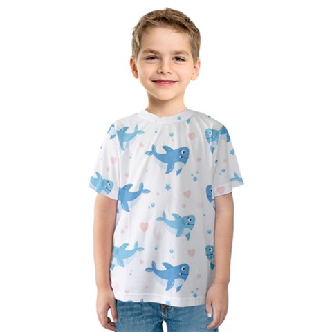 Seamless-pattern-with-cute-sharks-hearts Kids  Sport Mesh T-shirt by Ket1n9