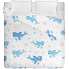 Seamless-pattern-with-cute-sharks-hearts Duvet Cover Double Side (king Size) by Ket1n9