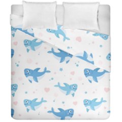 Seamless-pattern-with-cute-sharks-hearts Duvet Cover Double Side (california King Size) by Ket1n9