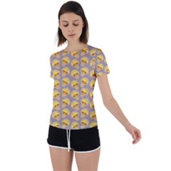 Yellow-mushroom-pattern Back Circle Cutout Sports T-shirt by Ket1n9