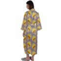 Yellow-mushroom-pattern Maxi Satin Kimono View2