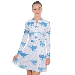 Seamless-pattern-with-cute-sharks-hearts Long Sleeve Panel Dress by Ket1n9