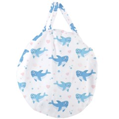 Seamless-pattern-with-cute-sharks-hearts Giant Round Zipper Tote by Ket1n9