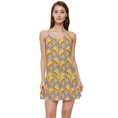 Yellow-mushroom-pattern Short Frill Dress by Ket1n9