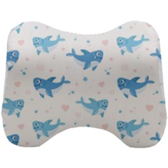 Seamless-pattern-with-cute-sharks-hearts Head Support Cushion by Ket1n9