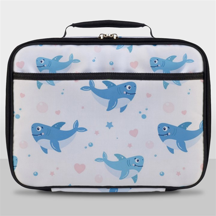 Seamless-pattern-with-cute-sharks-hearts Full Print Lunch Bag