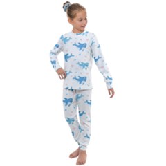 Seamless-pattern-with-cute-sharks-hearts Kids  Long Sleeve Set  by Ket1n9