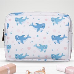 Seamless-pattern-with-cute-sharks-hearts Make Up Pouch (medium) by Ket1n9