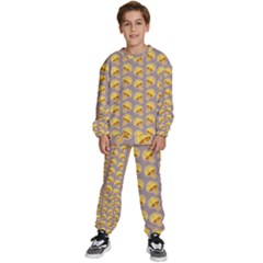 Yellow-mushroom-pattern Kids  Sweatshirt Set by Ket1n9