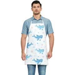 Seamless-pattern-with-cute-sharks-hearts Kitchen Apron by Ket1n9