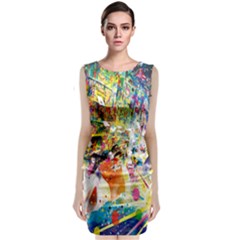 Multicolor Anime Colors Colorful Sleeveless Velvet Midi Dress by Ket1n9