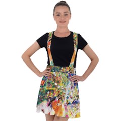 Multicolor Anime Colors Colorful Velvet Suspender Skater Skirt by Ket1n9