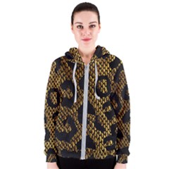 Metallic Snake Skin Pattern Women s Zipper Hoodie by Ket1n9