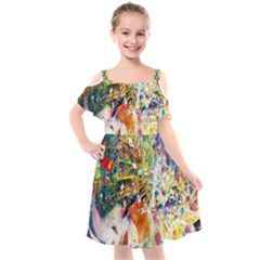 Multicolor Anime Colors Colorful Kids  Cut Out Shoulders Chiffon Dress by Ket1n9