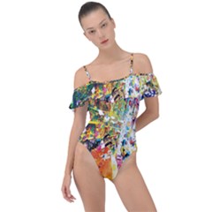 Multicolor Anime Colors Colorful Frill Detail One Piece Swimsuit by Ket1n9