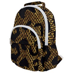 Metallic Snake Skin Pattern Rounded Multi Pocket Backpack by Ket1n9