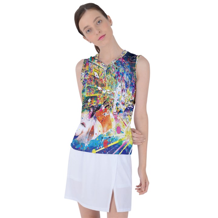 Multicolor Anime Colors Colorful Women s Sleeveless Sports Top