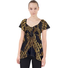 Metallic Snake Skin Pattern Lace Front Dolly Top by Ket1n9