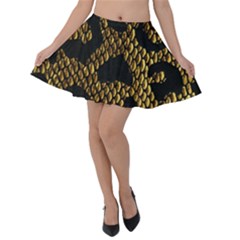 Metallic Snake Skin Pattern Velvet Skater Skirt by Ket1n9