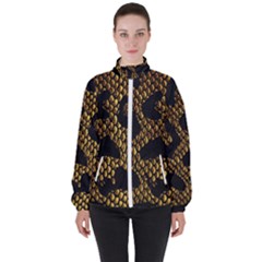 Metallic Snake Skin Pattern Women s High Neck Windbreaker by Ket1n9