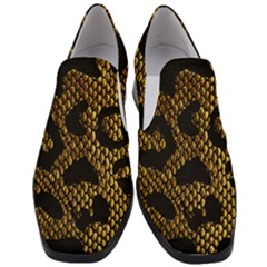 Metallic Snake Skin Pattern Women Slip On Heel Loafers by Ket1n9