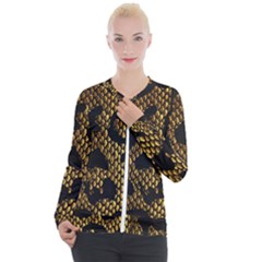 Metallic Snake Skin Pattern Casual Zip Up Jacket by Ket1n9