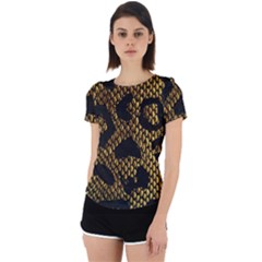 Metallic Snake Skin Pattern Back Cut Out Sport T-shirt by Ket1n9