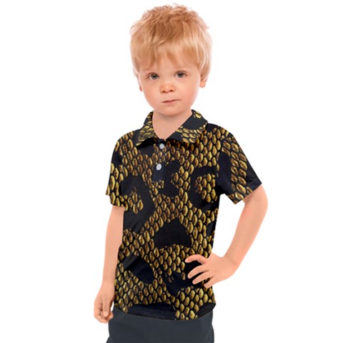 Metallic Snake Skin Pattern Kids  Polo T-shirt by Ket1n9