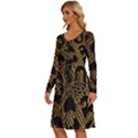 Metallic Snake Skin Pattern Long Sleeve Dress With Pocket View2