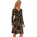 Metallic Snake Skin Pattern Long Sleeve Dress With Pocket View3