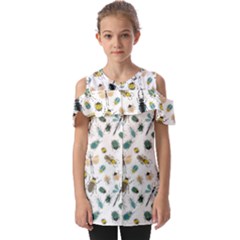 Insect Animal Pattern Fold Over Open Sleeve Top by Ket1n9