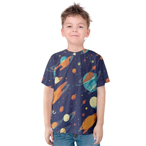 Space Galaxy Planet Universe Stars Night Fantasy Kids  Cotton T-shirt by Ket1n9