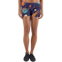 Space Galaxy Planet Universe Stars Night Fantasy Yoga Shorts by Ket1n9