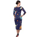 Space Galaxy Planet Universe Stars Night Fantasy Quarter Sleeve Midi Velour Bodycon Dress View2