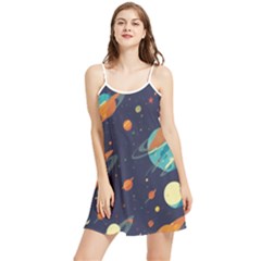 Space Galaxy Planet Universe Stars Night Fantasy Summer Frill Dress by Ket1n9