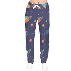 Space Galaxy Planet Universe Stars Night Fantasy Women Velvet Drawstring Pants