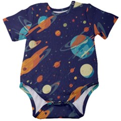 Space Galaxy Planet Universe Stars Night Fantasy Baby Short Sleeve Bodysuit by Ket1n9