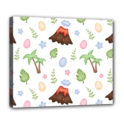 Cute-palm-volcano-seamless-pattern Deluxe Canvas 24  X 20  (stretched) by Ket1n9