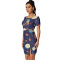 Space Galaxy Planet Universe Stars Night Fantasy Fitted Knot Split End Bodycon Dress View2