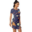 Space Galaxy Planet Universe Stars Night Fantasy Fitted Knot Split End Bodycon Dress View3