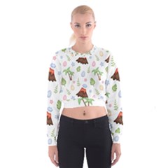 Cute-palm-volcano-seamless-pattern Cropped Sweatshirt by Ket1n9