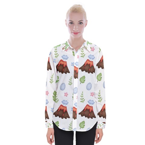 Cute-palm-volcano-seamless-pattern Womens Long Sleeve Shirt by Ket1n9