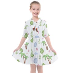 Cute-palm-volcano-seamless-pattern Kids  All Frills Chiffon Dress by Ket1n9