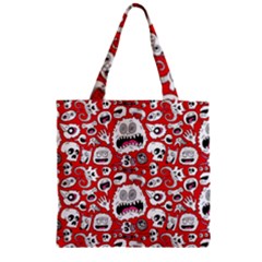 Another Monster Pattern Zipper Grocery Tote Bag by Ket1n9